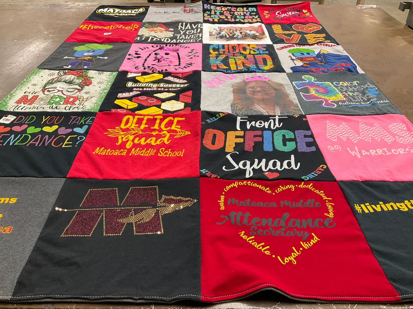 T-shirt quilt featuring matoaca middle school warriors by Lisa from VA