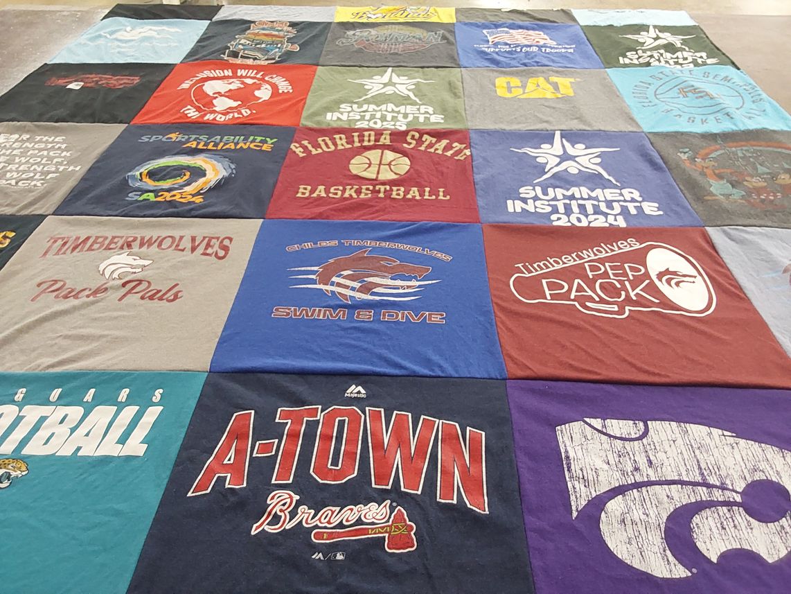 T-shirt quilt featuring timberwolves, braves by Laura from FL