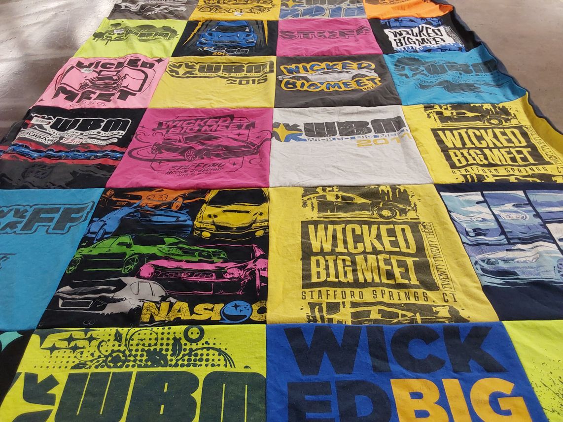 T-shirt quilt with cars, automobiles themes by Marissa from CT