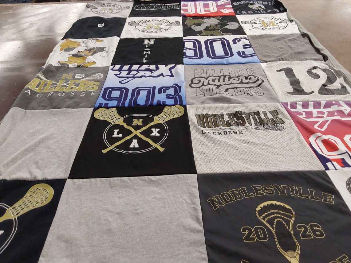 T-shirt quilt featuring noblesville lacrosse by Ann from IN