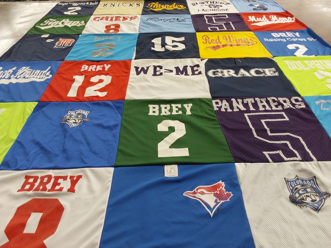 T-shirt quilt featuring panthers by KIMBERLY from TX