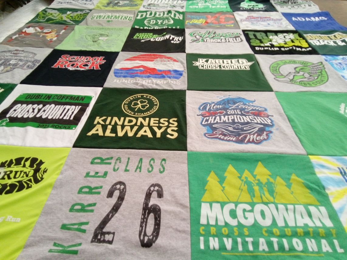 T-shirt quilt featuring dublin coffman cross country, dublin karrer cross country by Kristin from OH