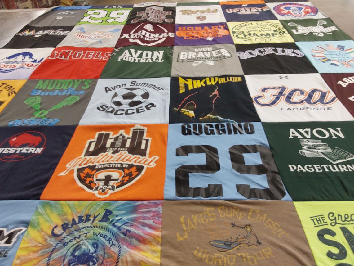 T-shirt quilt featuring avon braves, avon football by Dena from NY