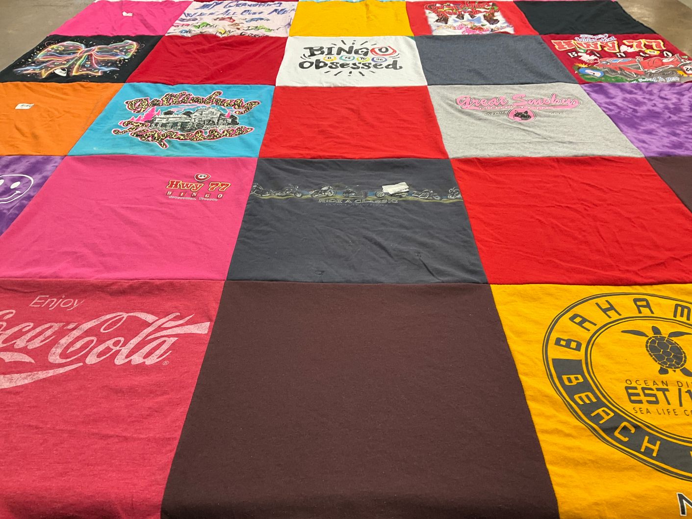 T-shirt quilt with gambling, beaches themes by Bridget from AL