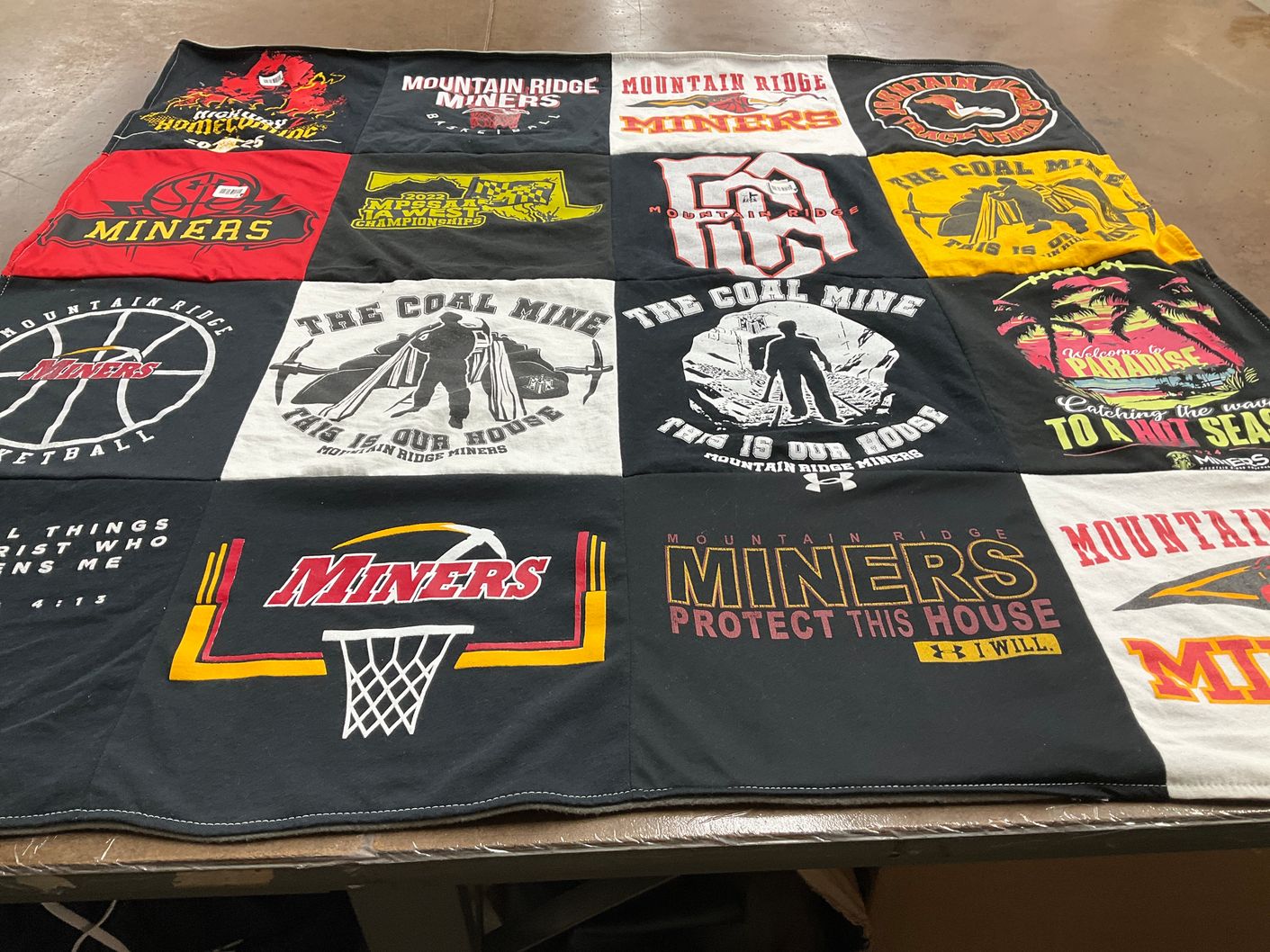 T-shirt quilt featuring mountain ridge miners basketball by Laura from MD