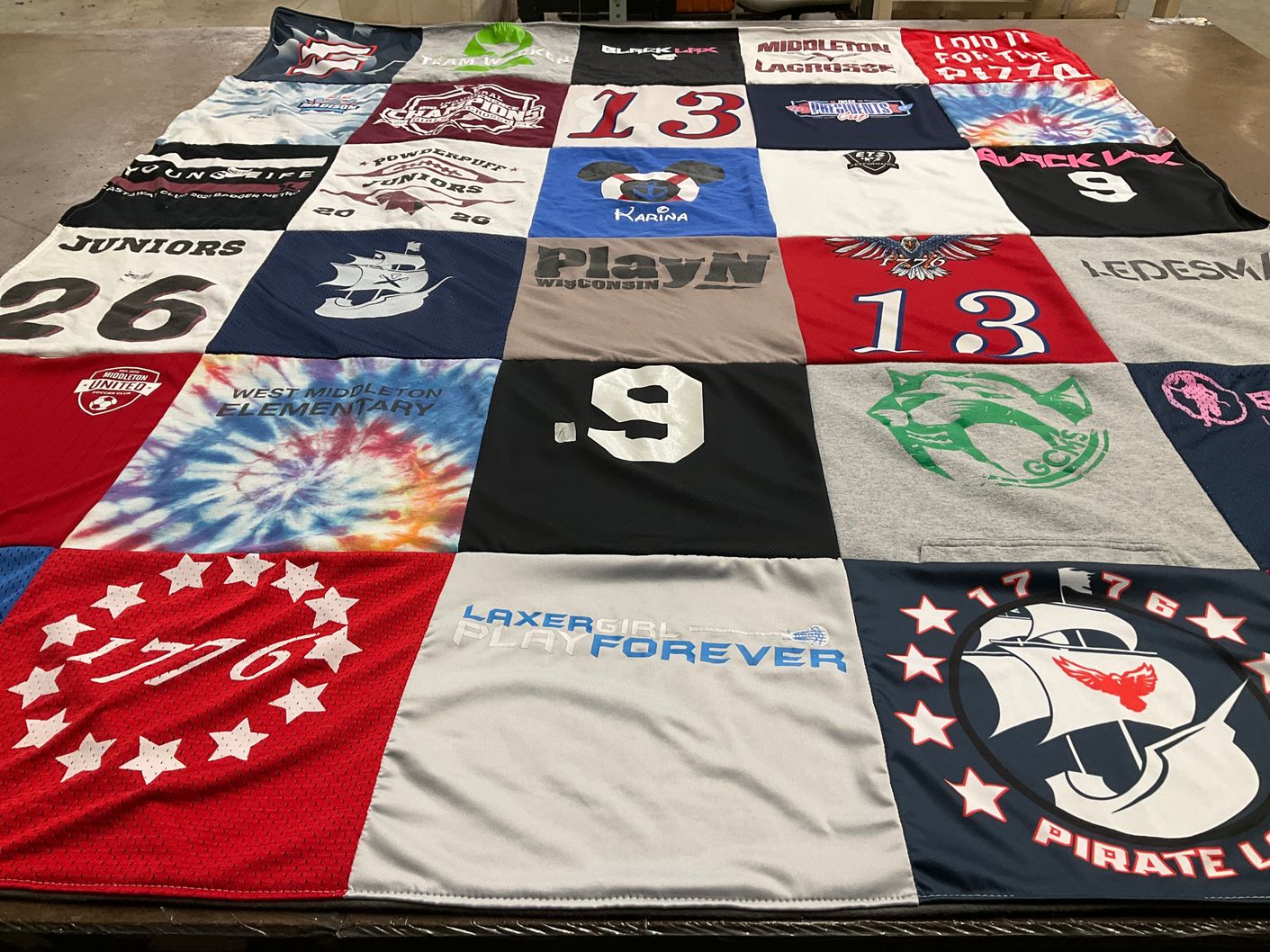 T-shirt quilt featuring middleton lacrosse, wisconsin lacrosse by Wendy from WI