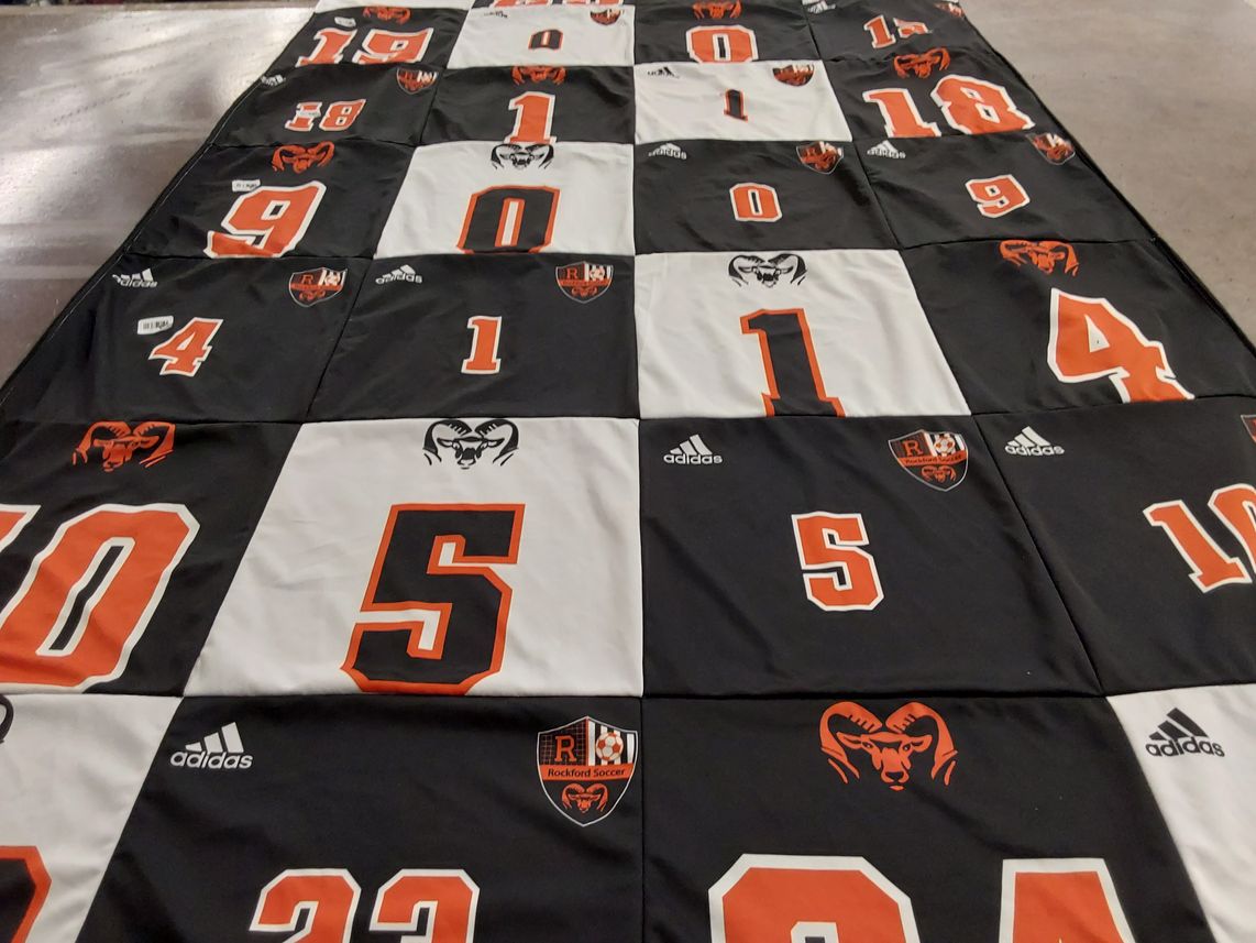T-shirt quilt featuring rockford soccer team by Aubrey from MI