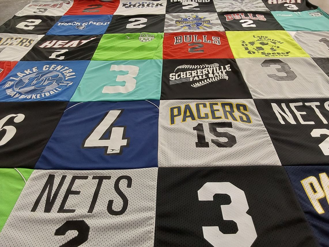 T-shirt quilt featuring indiana pacers, brooklyn nets by Jackie from IN