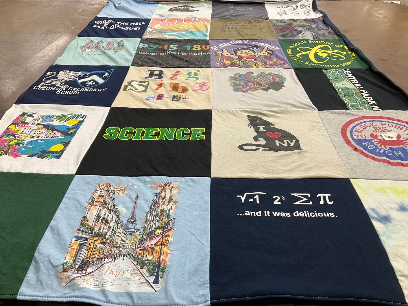 T-shirt quilt from columbus secondary school by Alice from NY