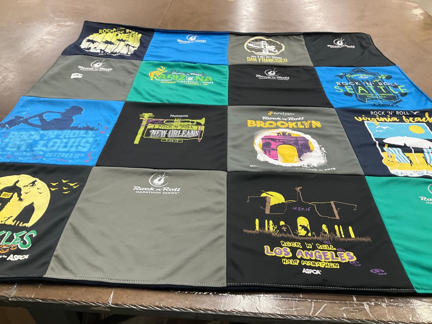 T-shirt quilt with running, marathons themes by Joseph from CA