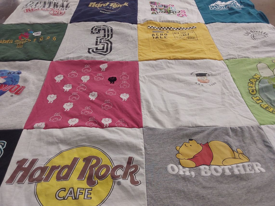 T-shirt quilt with music, awards themes by Oriana from FL