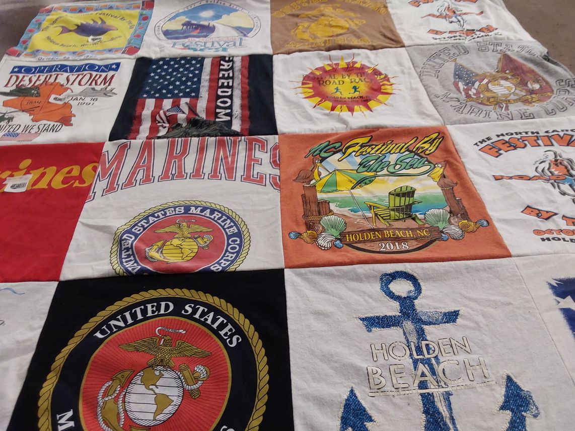 T-shirt quilt with military, festivals themes by Wendy from SC