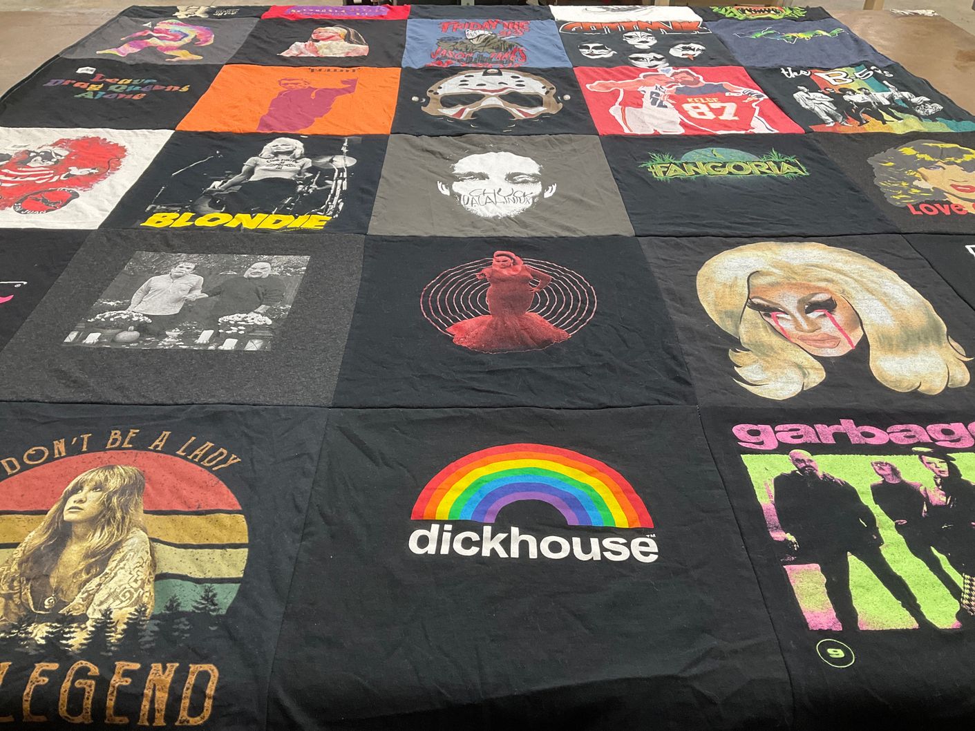 T-shirt quilt with music, pop culture themes by Paul from MI