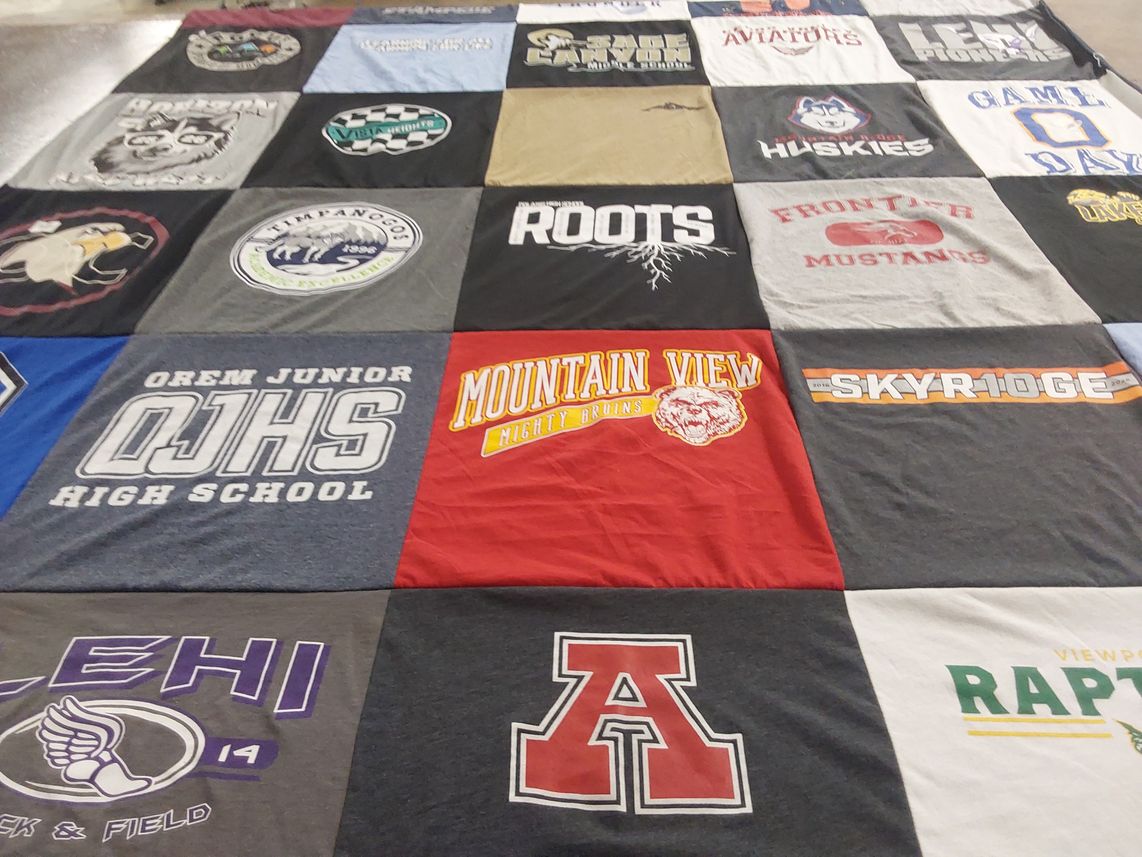 T-shirt quilt featuring lehi high school, mountain view high school by Susan from UT