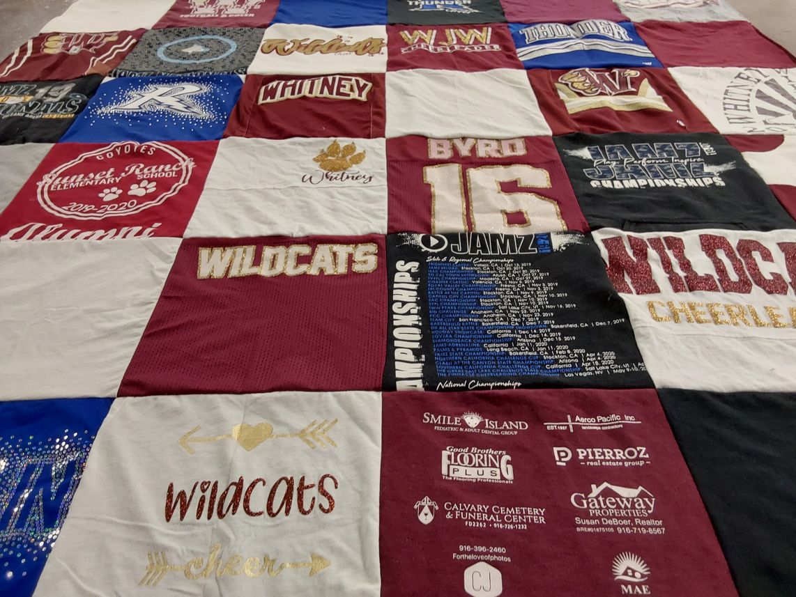 T-shirt quilt featuring whitney wildcats by Melissa from CA