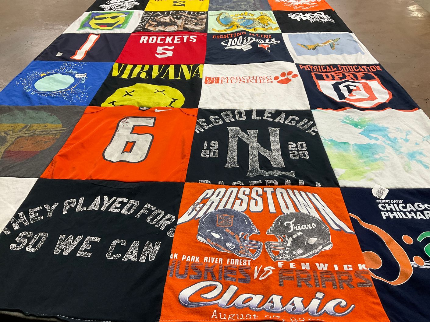 T-shirt quilt featuring fenwick friars by Charisse from IL