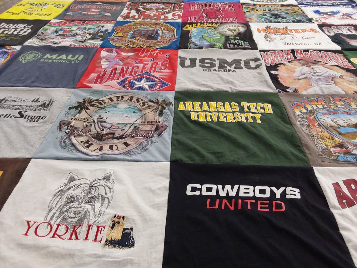 T-shirt quilt from arkansas tech university by Ingrid from CA