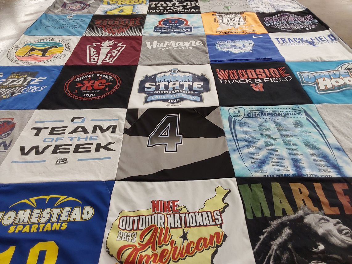 T-shirt quilt featuring woodside warriors, homestead spartans by Giovanna from IN