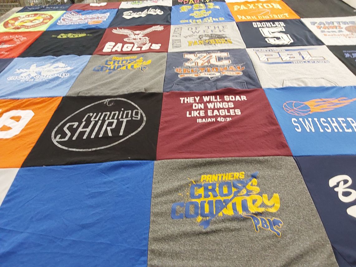 T-shirt quilt featuring paxton buckley-loda cross country team by Nikki from IL