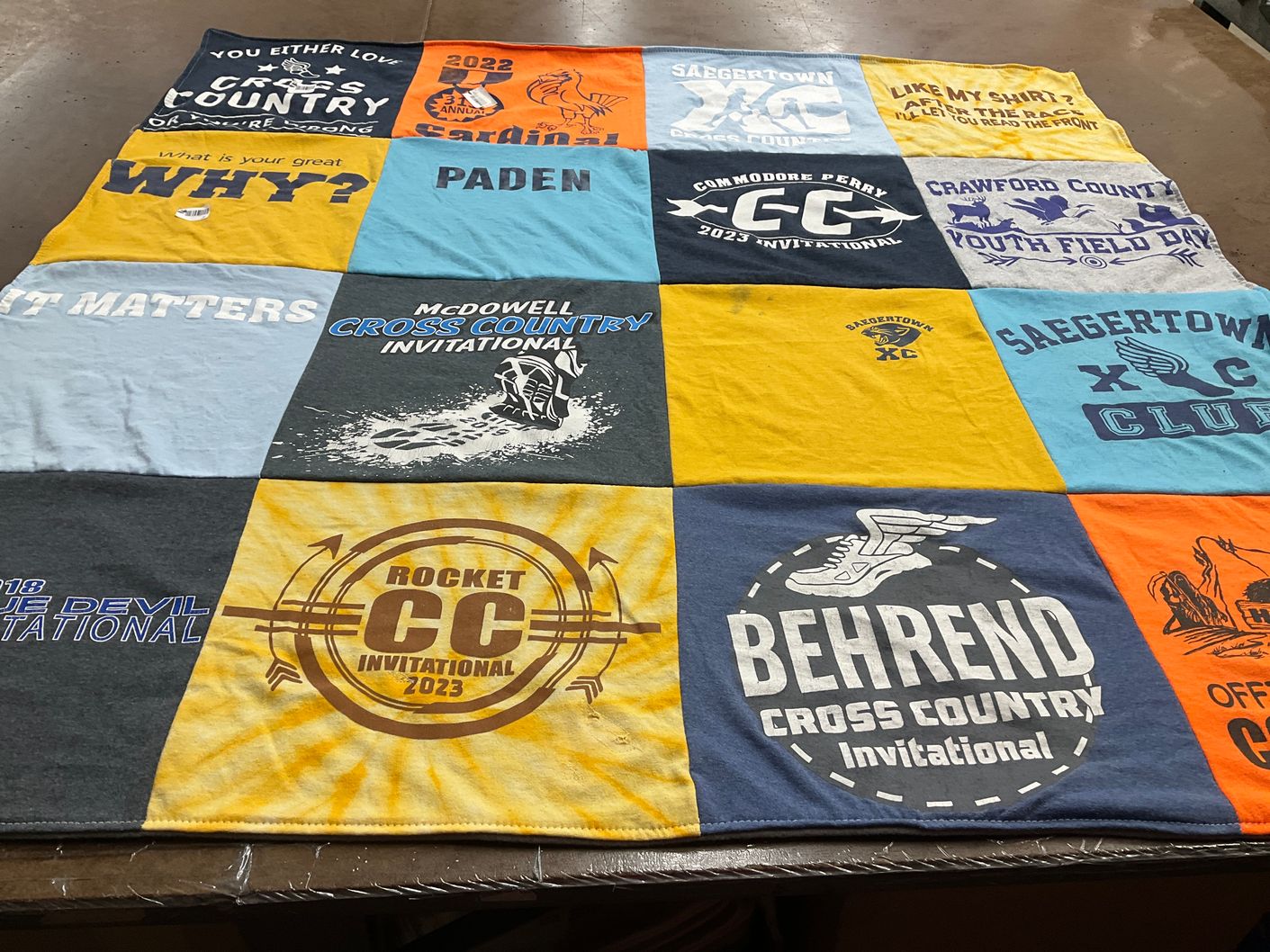 T-shirt quilt featuring mc dowell cross country, commodore perry cross country by Darlene from PA