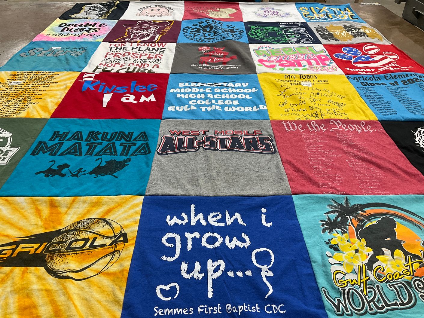 T-shirt quilt from agricola elementary school, west mobile high school by Summar from MS