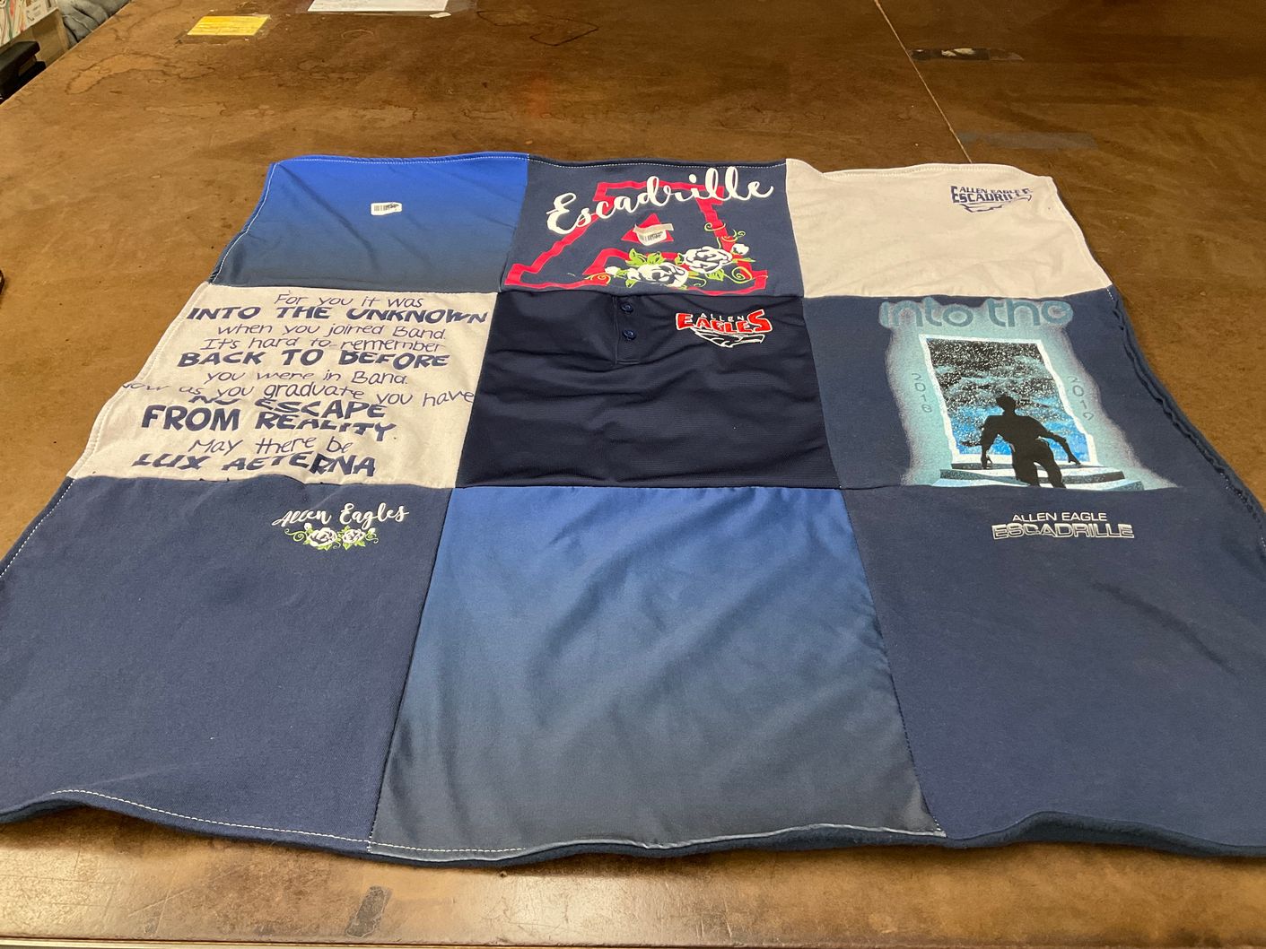 T-shirt quilt featuring allen eagles by Joanne from TX