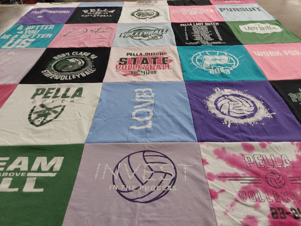 T-shirt quilt featuring pella high school volleyball by Kara from IA