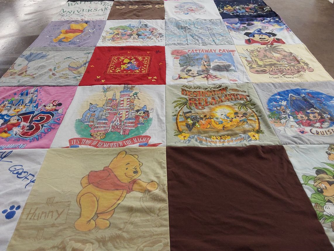 T-shirt quilt with disney, animation themes by Carol from FL