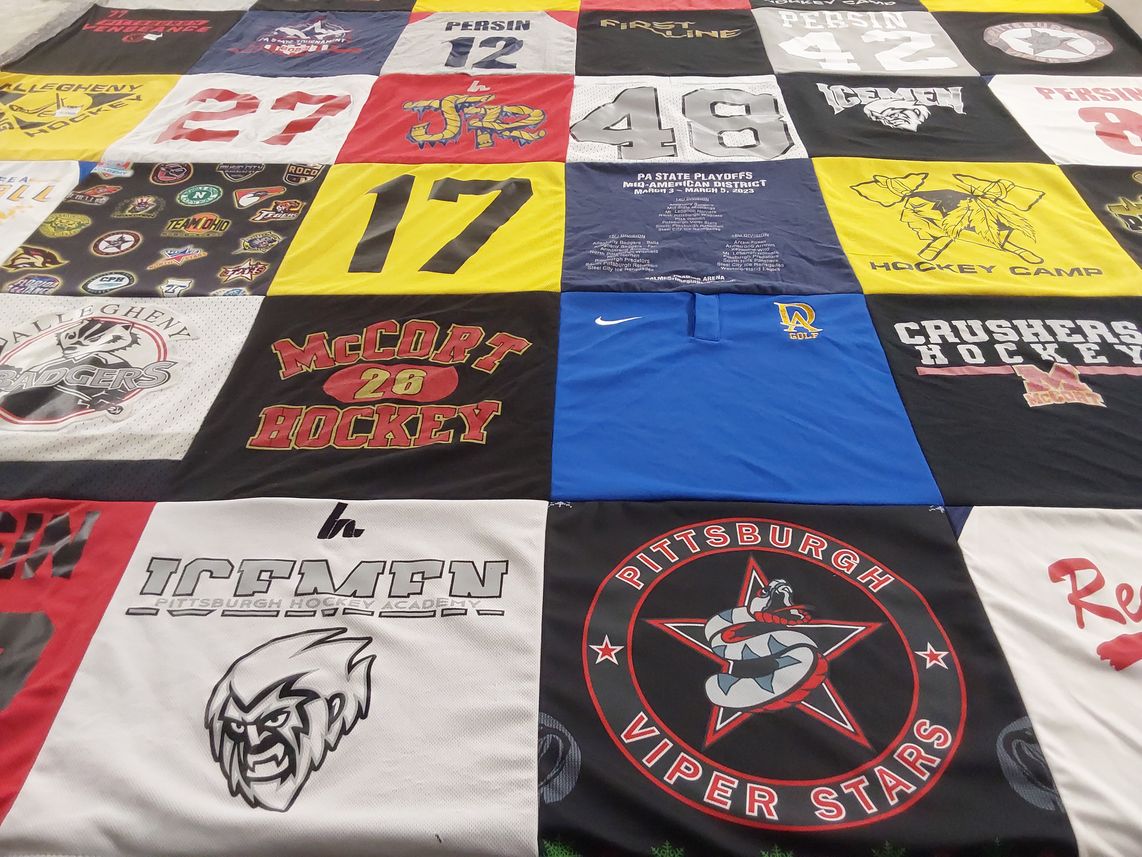 T-shirt quilt featuring allegheny badgers, pittsburgh viper stars by Maggie from PA