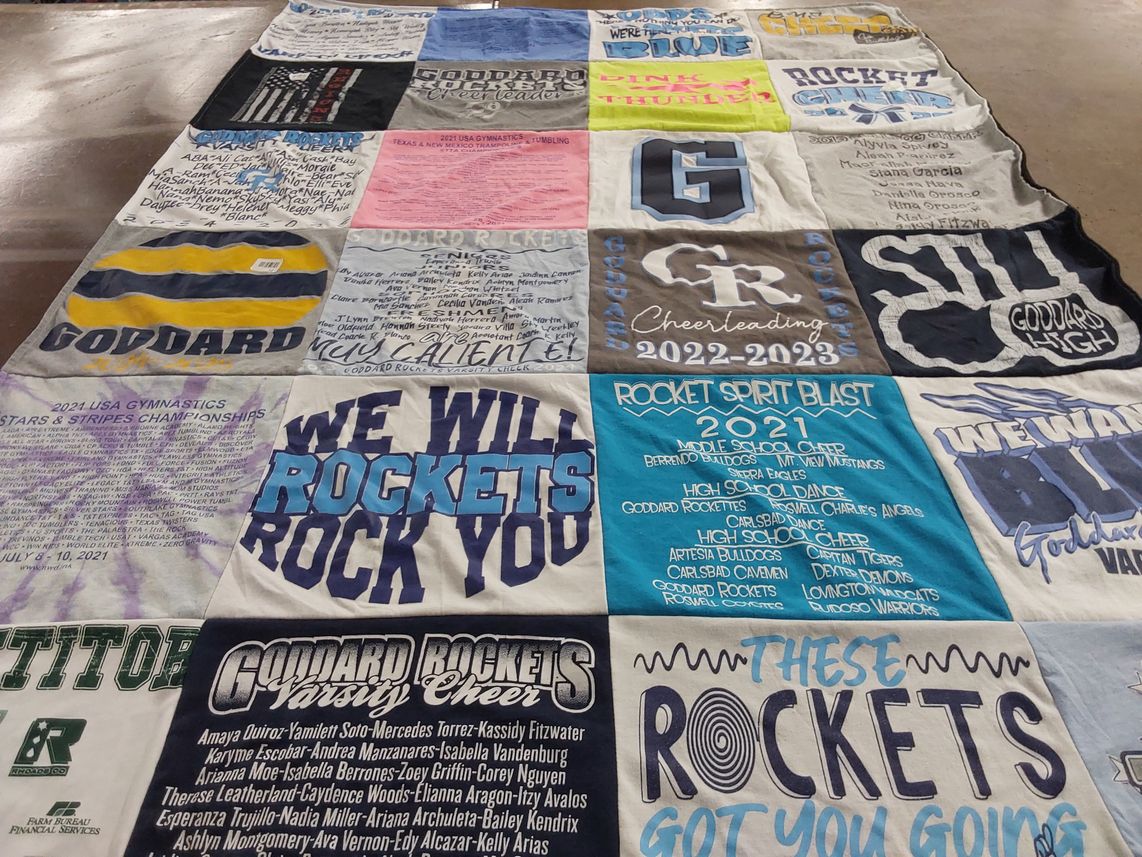 T-shirt quilt featuring goddard rockets by rebecca from NM