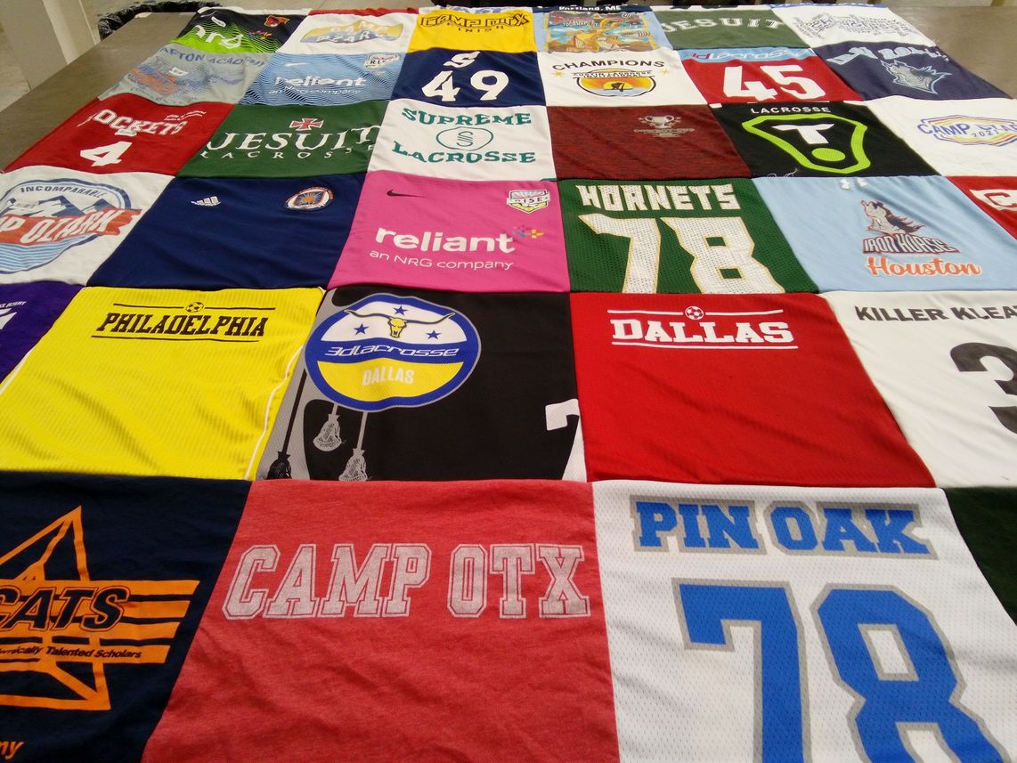 T-shirt quilt featuring dallas lacrosse, pin oak hornets by Clare from TX