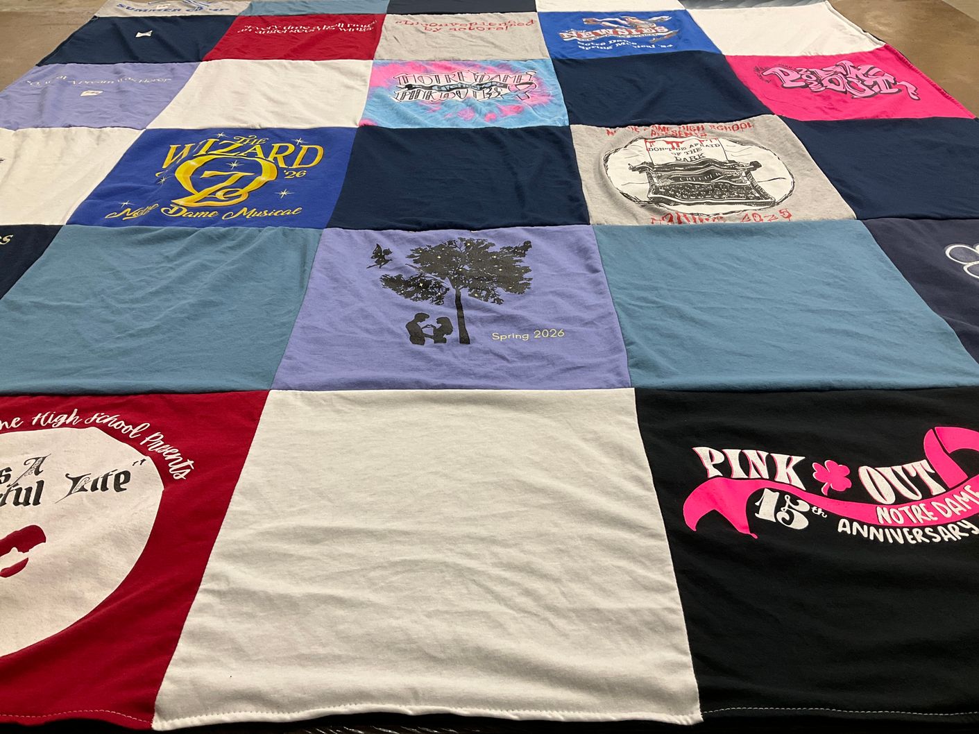 T-shirt quilt from notre dame high school by Danelle from PA