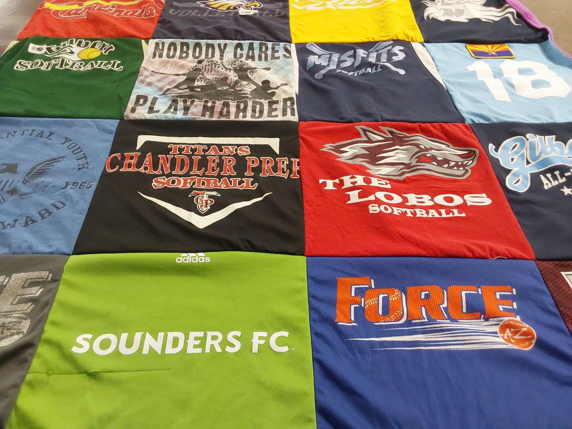 T-shirt quilt featuring chandler preparatory academy softball, the lobos softball by Lacey from KY