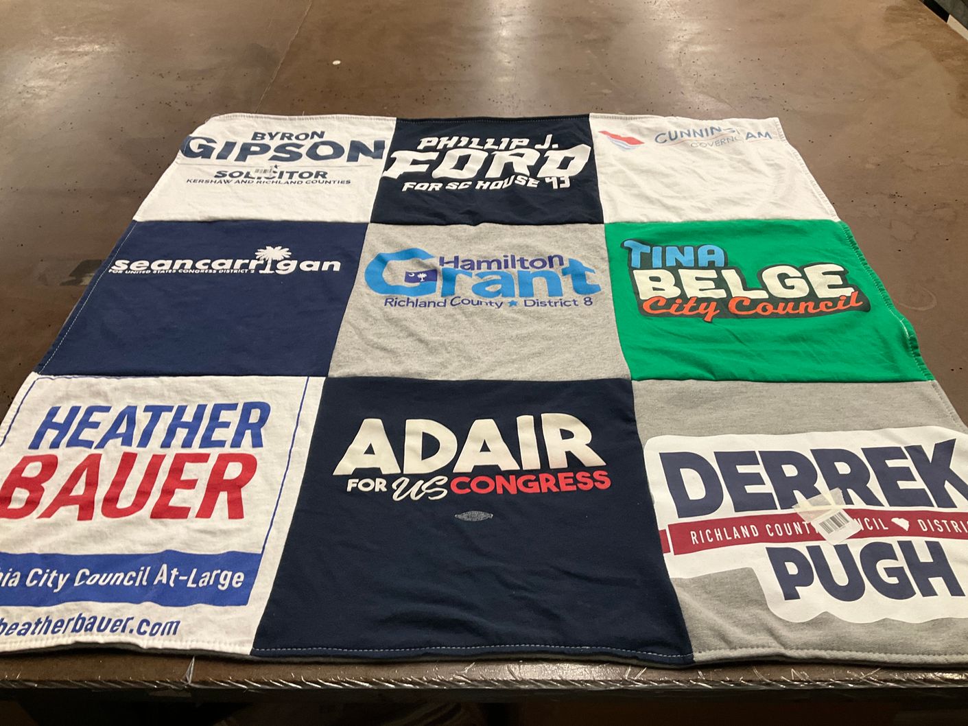 T-shirt quilt with politics, elections themes by Bre from SC