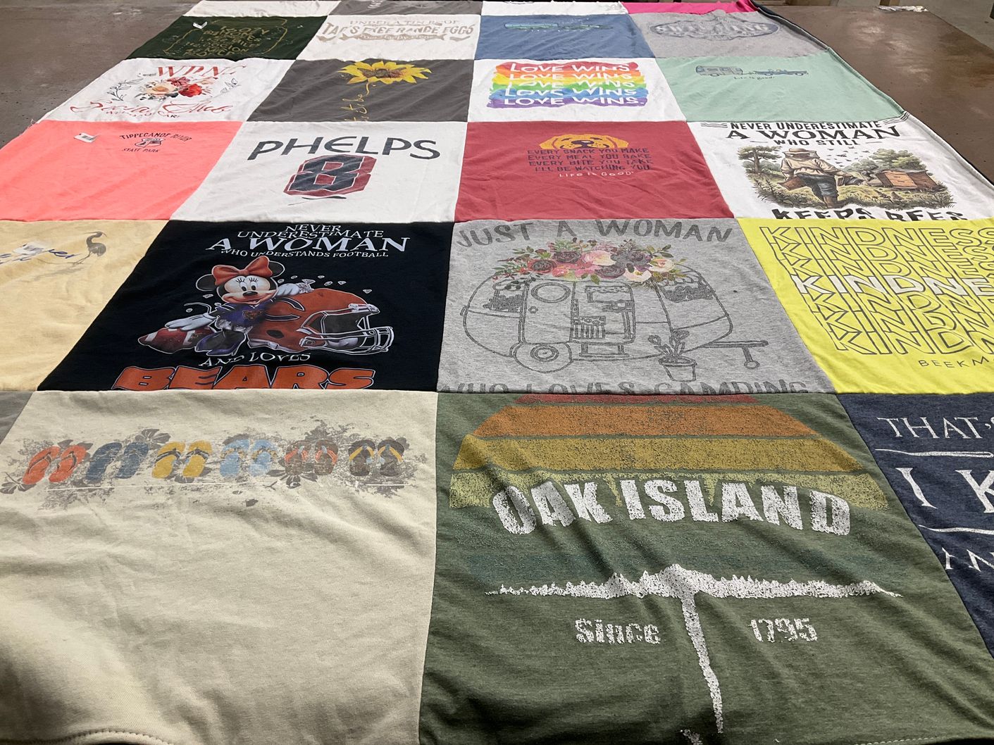 T-shirt quilt with camping, football themes by Theresa from IL