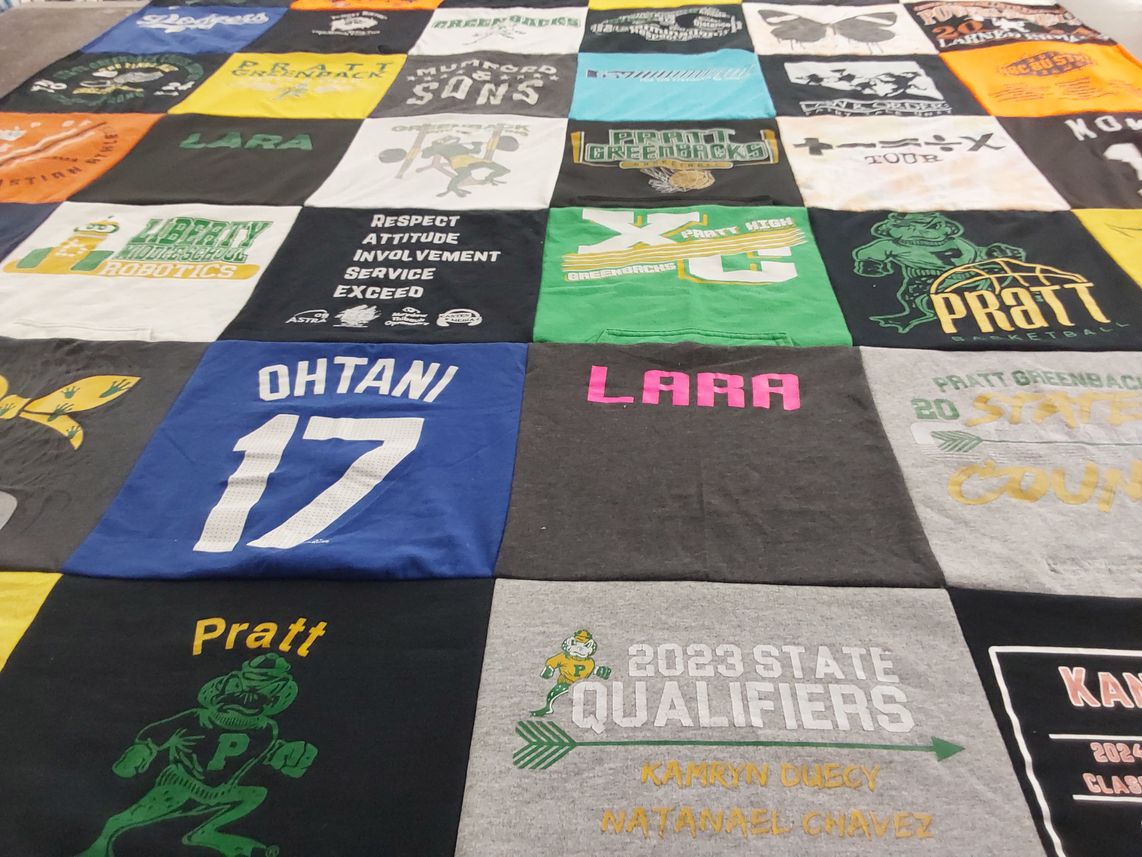 T-shirt quilt featuring pratt greenbacks by Diana from KS