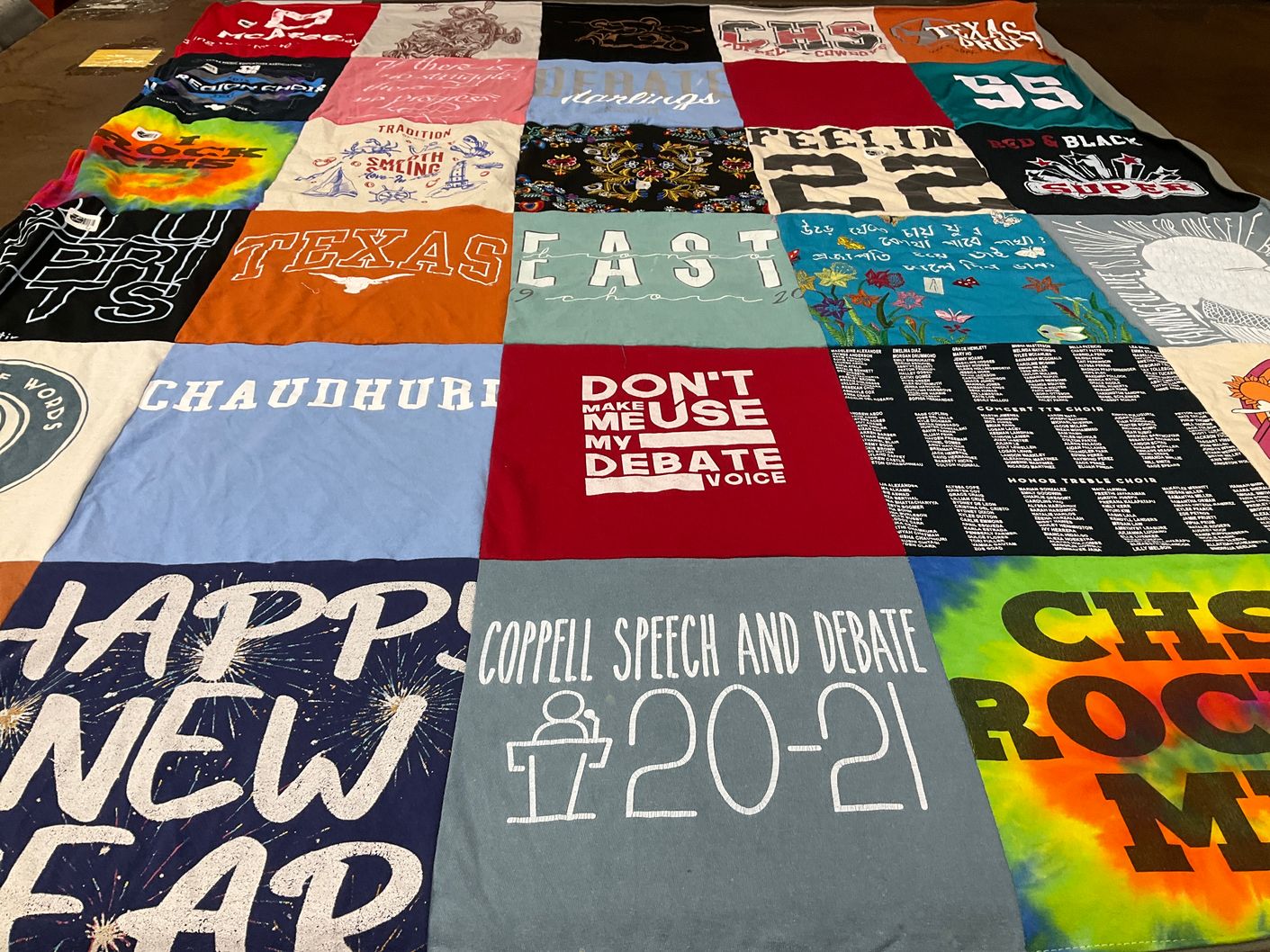 T-shirt quilt from coppell high school by Sancheeta from TX