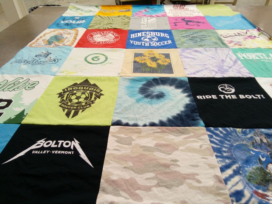 T-shirt quilt with soccer, youth sports themes by Melissa from VT