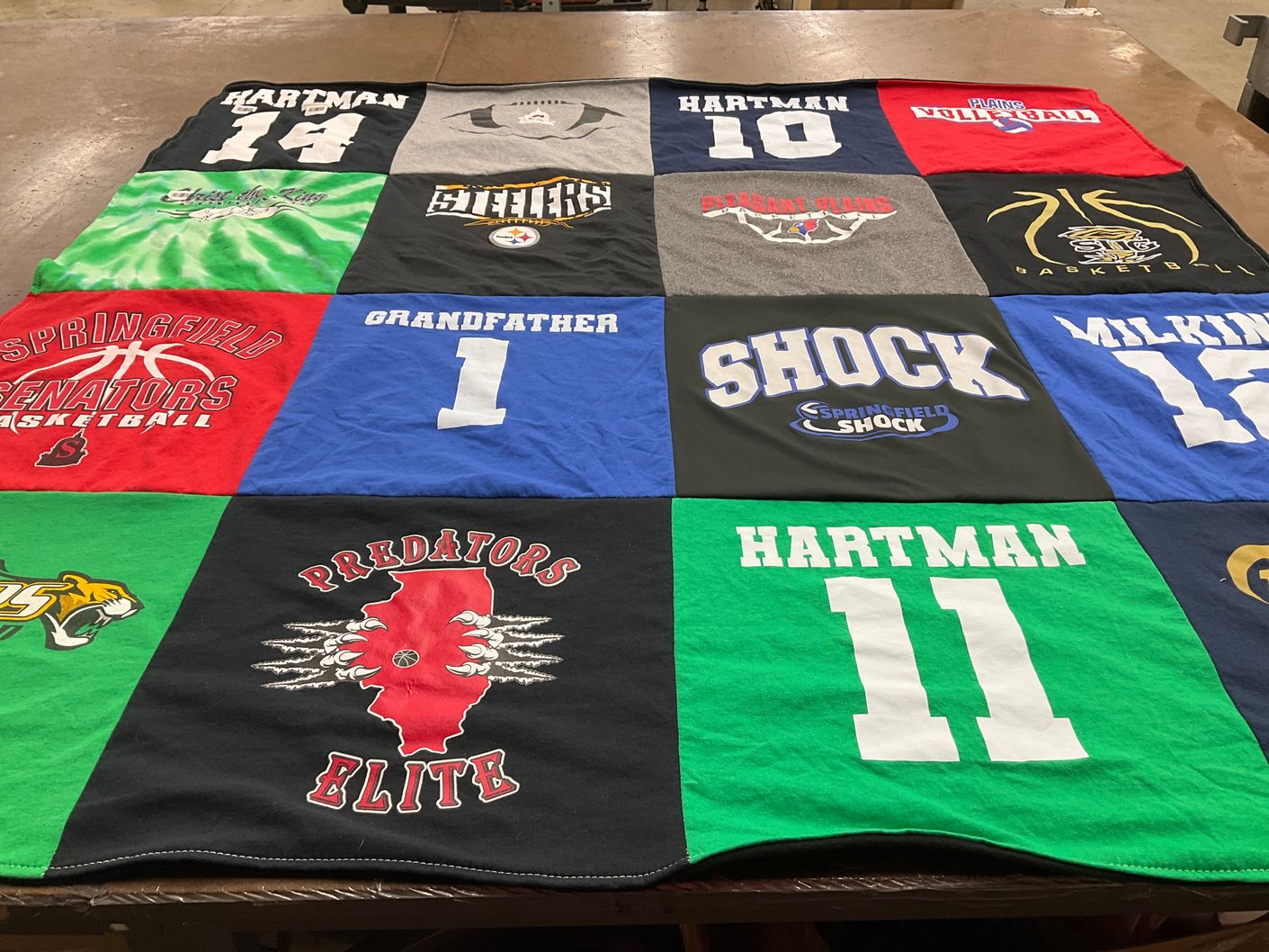 T-shirt quilt featuring springfield senators basketball, pleasant plains volleyball by Tressa from IL
