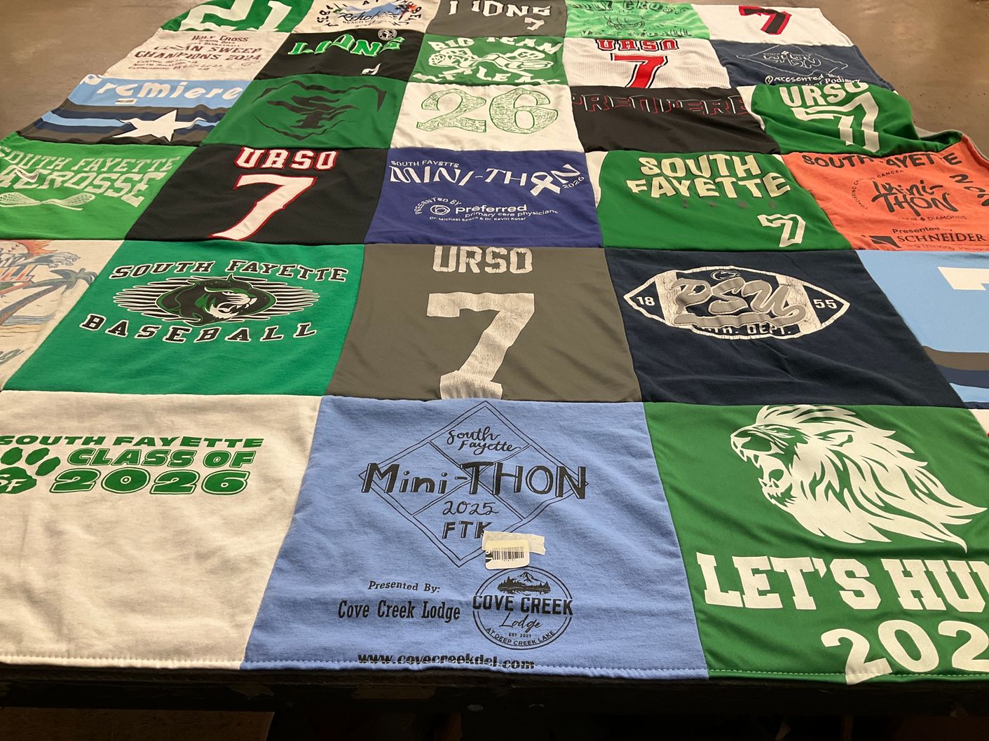 T-shirt quilt featuring south fayette baseball by Anne from PA