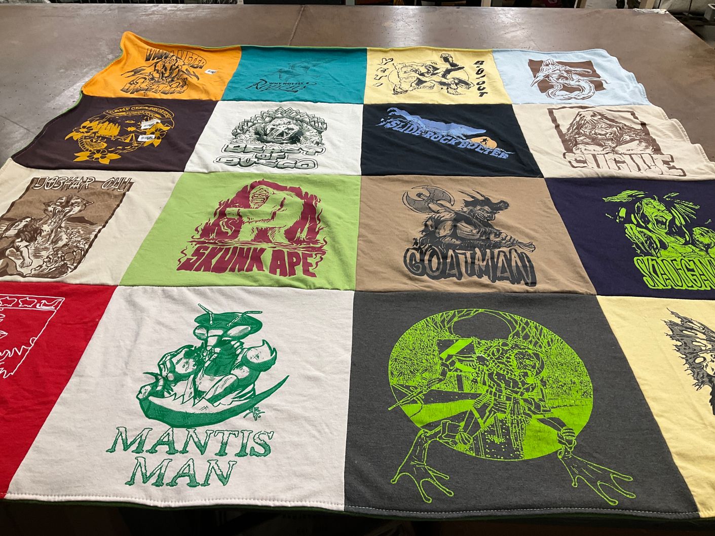 T-shirt quilt with fantasy, mythical creatures themes by Jerry from NJ