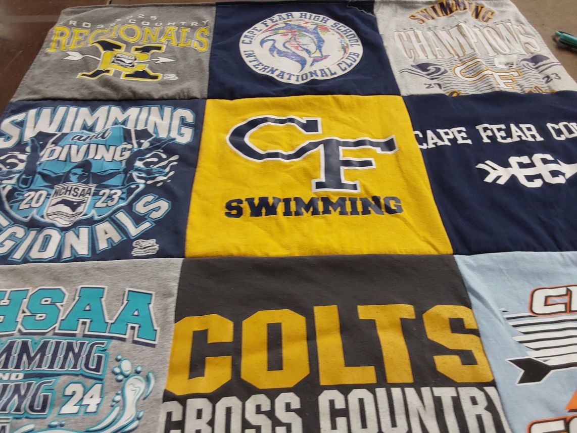 T-shirt quilt featuring cape fear colts by Wanita from NC