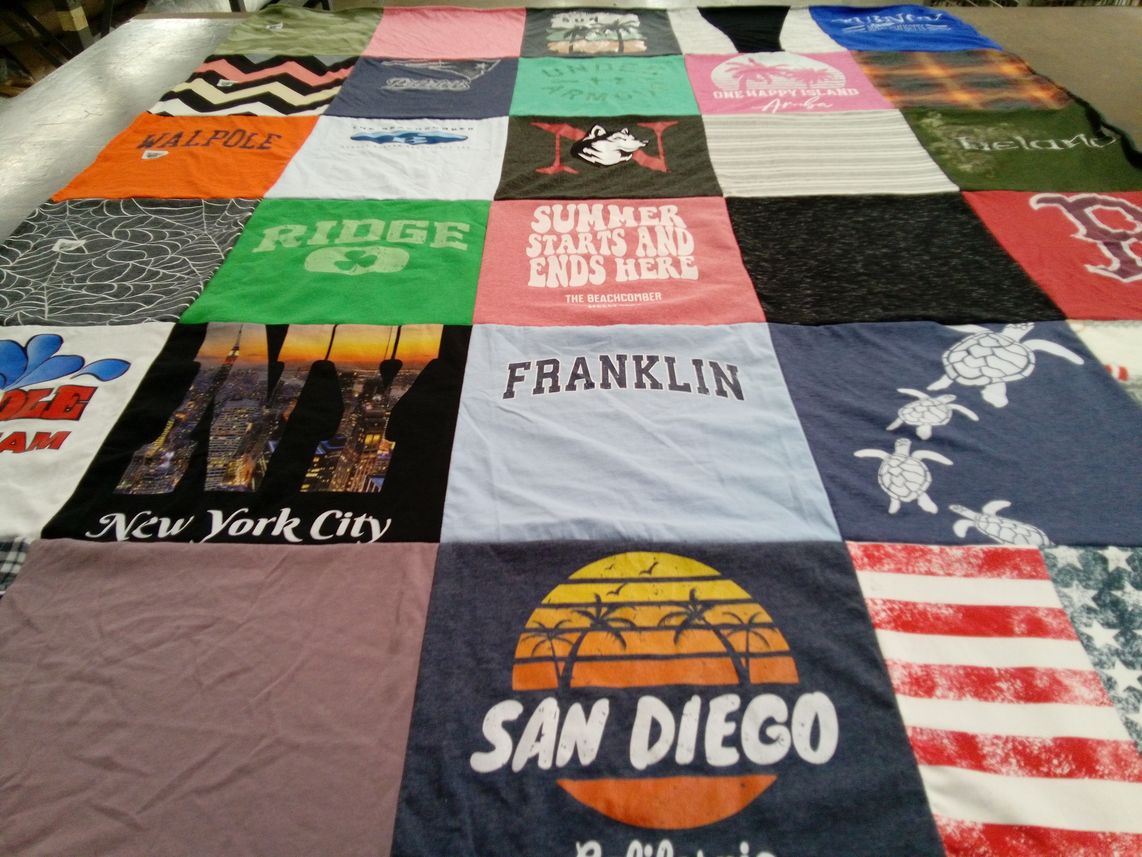 T-shirt quilt with travel, beaches themes by Kristen from MA