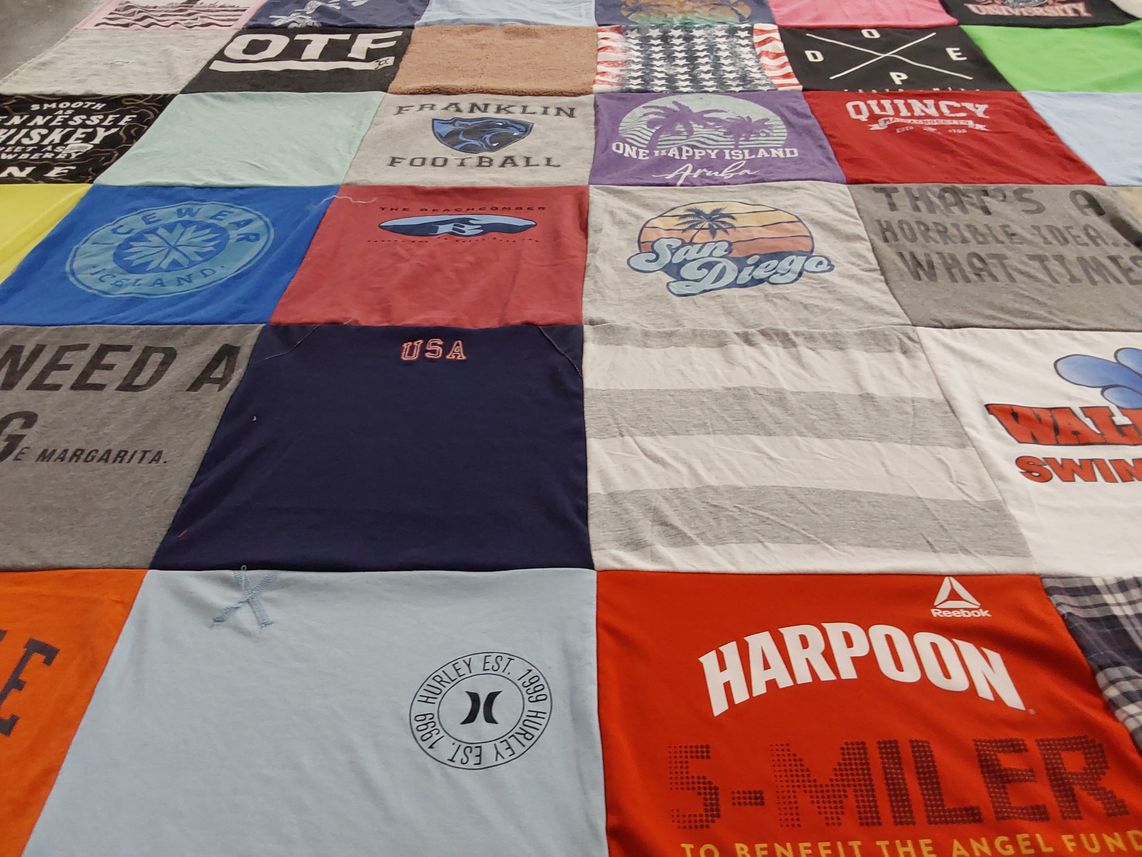 T-shirt quilt with alcohol, beach themes by Kristen from MA