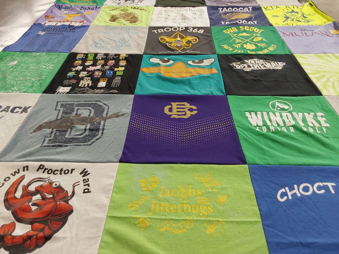 T-shirt quilt from dallas high school by Gayle from TN