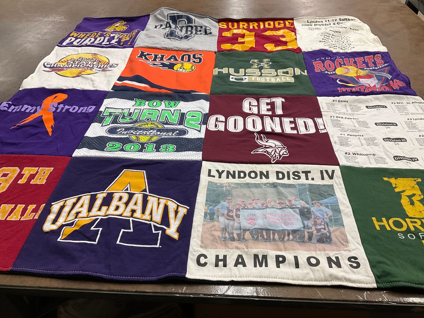 T-shirt quilt featuring hussun football by Heather from VT