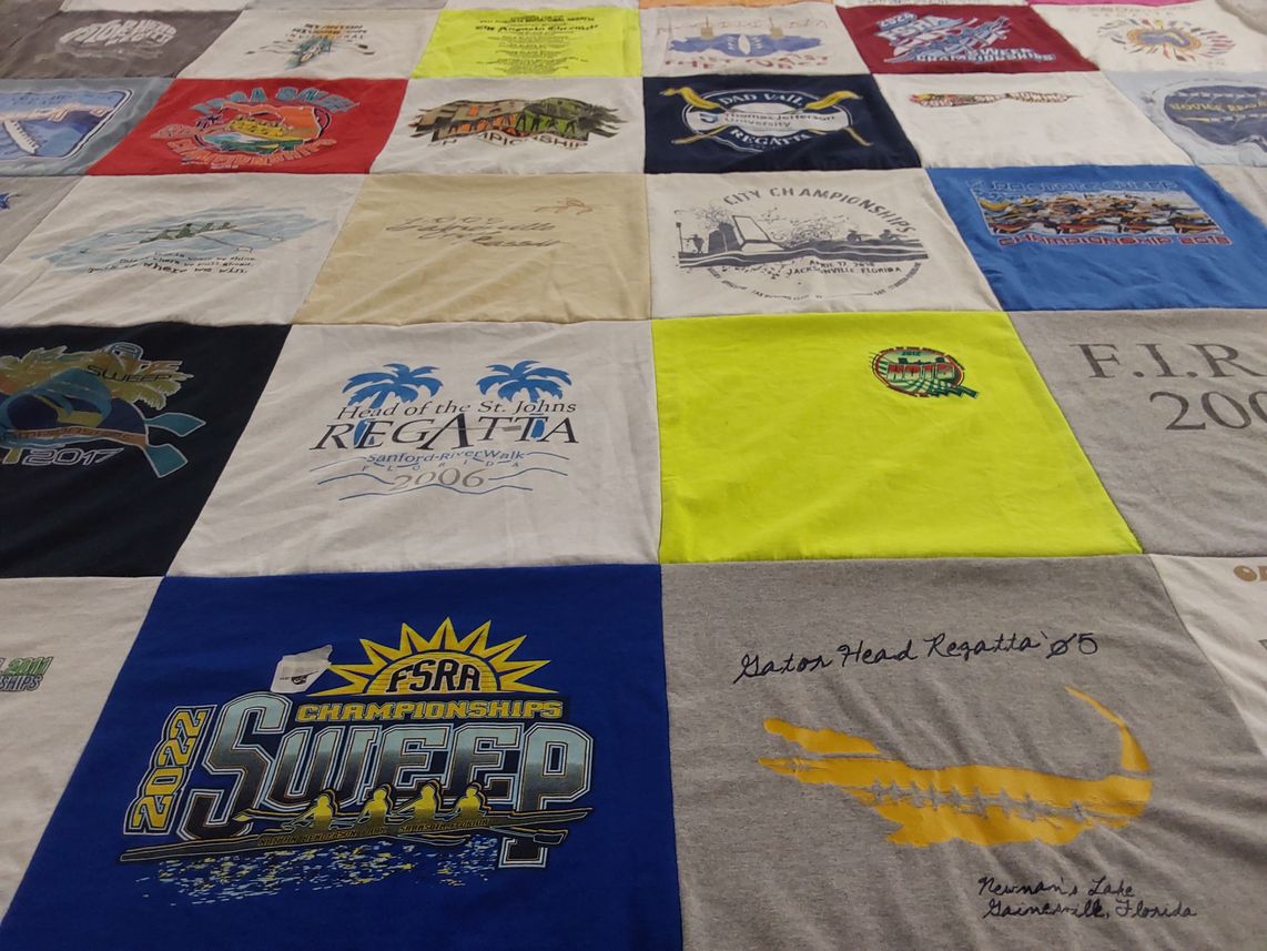 T-shirt quilt with rowing, regattas themes by Augustus from FL