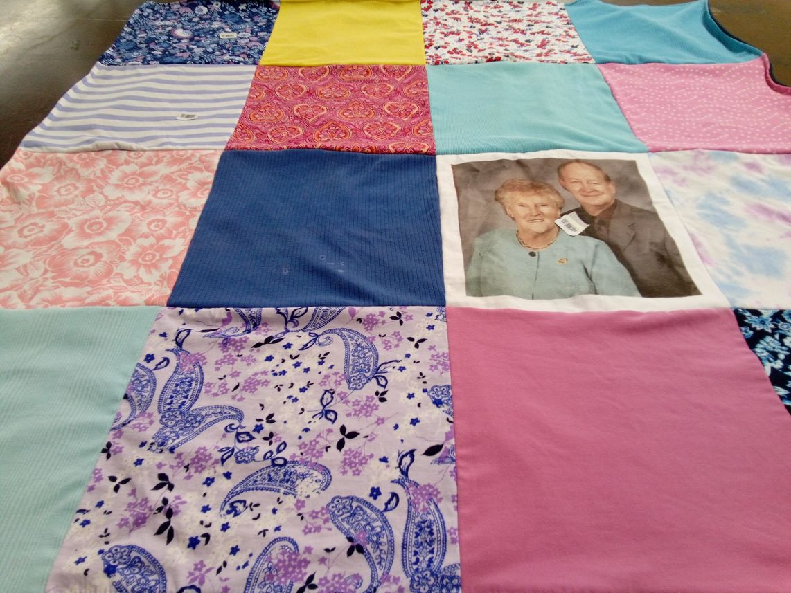 T-shirt quilt with photography, quilting themes by Teresa from NC