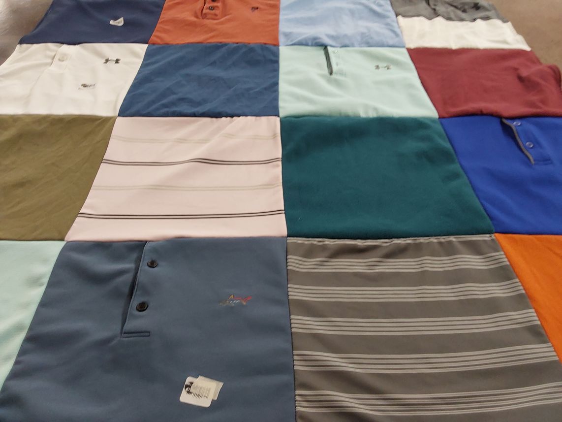 T-shirt quilt with sports, fashion themes by Jessica from TN