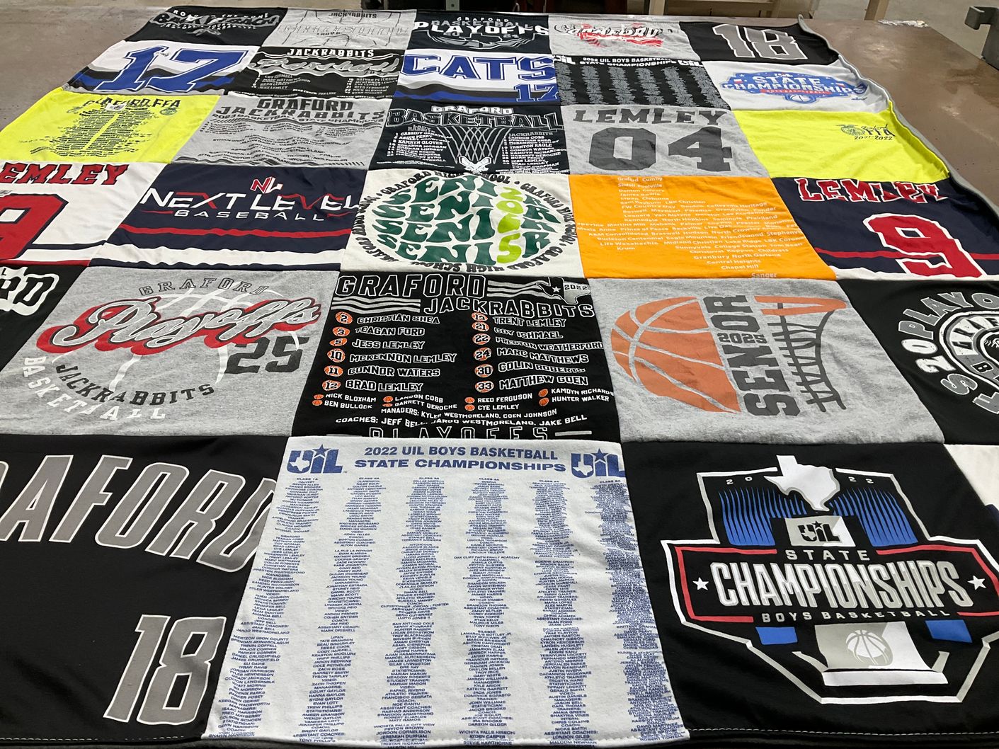 T-shirt quilt featuring grafford jackrabbits basketball by Lexia from TX